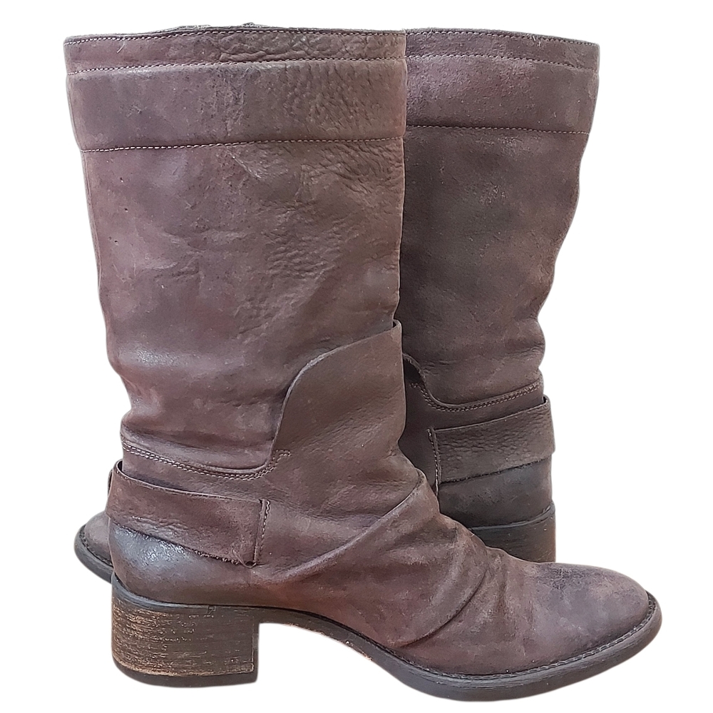 Vera Wang Lavender Women Buckle Motocycle Harness Boots Size 8 M Brown Mid-calf - Picture 5 of 16